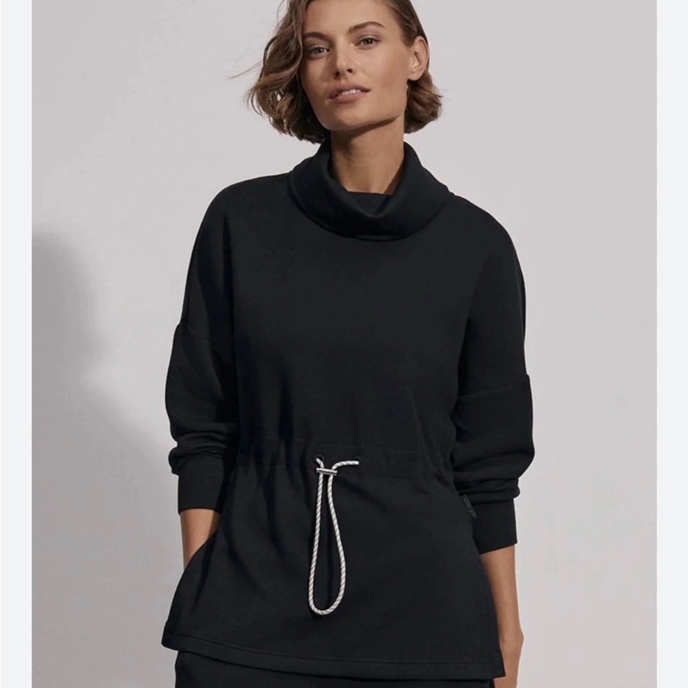 Varley Freya Black Funnel Neck Drawstring Sweatshirt size XS